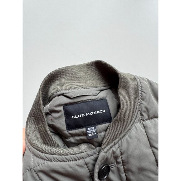 CLUB MONACO Green Quilted Polyester Lightweight Boxy Bomber Jacket, Size XS - Picture 12 of 14